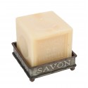 Zinc square soap dish on feet