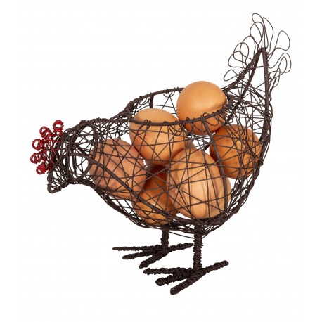 Iron egg holder in the shape of a small hen