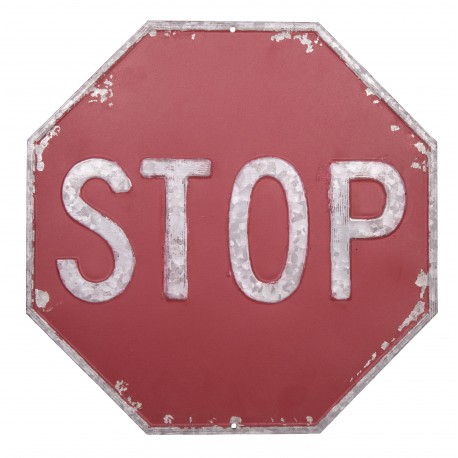 Octogonal STOP vintage metal panel to hang