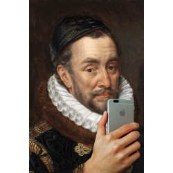 Portrait of the man with an iPhone 30 x 40 cm