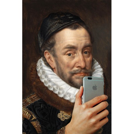 Portrait of the man with an iPhone 30 x 40 cm