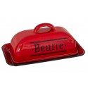 Red enamelled butter dish « Beurre »