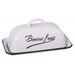 White enamelled butter dish « Beurre frais »