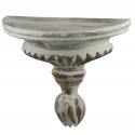 Half round carved shelf with antique white stripes