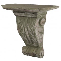 Carved shelf antique gray olive leaves