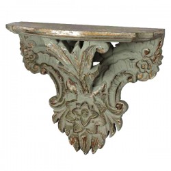 Carved flower shelf with 4 antique gray petals