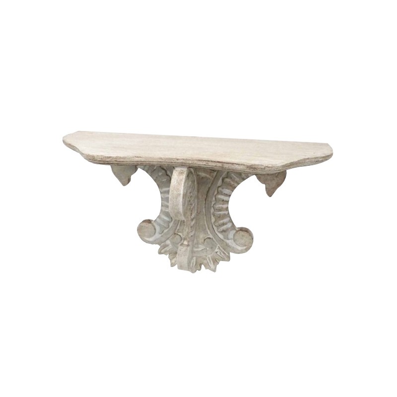 Antique White Gilt Half Round Shelf With Three Chiseled Arms By Quaint Quality - Antique White Small Coffee Table Antique White Gilt Half Round Shelf With Three Chiseled Arms By Quaint Quality - Antique White Small Coffee Table