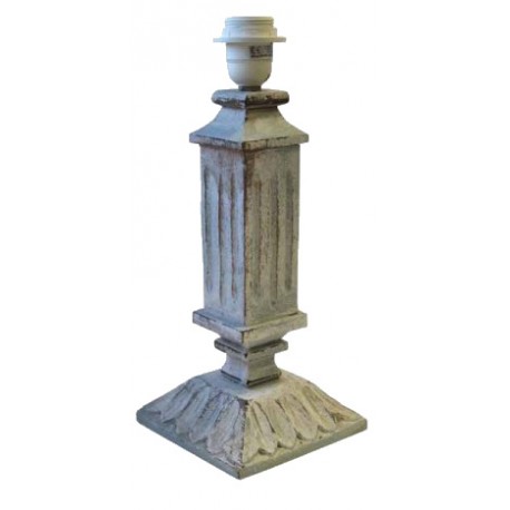 Pied de lampe colonne en bois gris