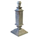 Gray wood column lamp base