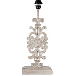 Pied de lampe plat cérusé au motif de pâquerette