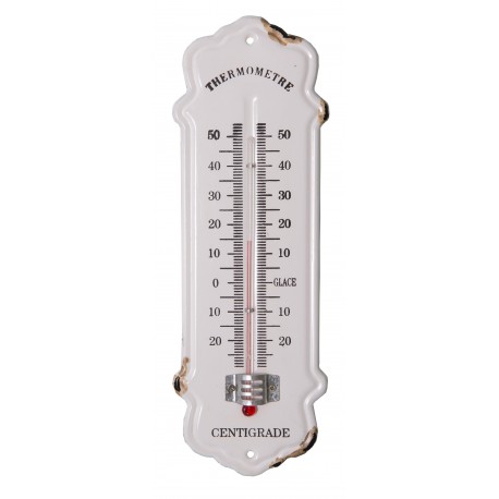 Cream colored metal thermometer
