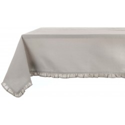 Light grey coated tablecloth with small frills 150 x 240 cm