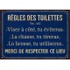 Plaque "Règles des toilettes" 21 x 15 cm