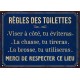 Plaque "Règles des toilettes" 21 x 15 cm