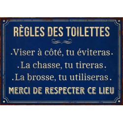 Plaque "Règles des toilettes" 21 x 15 cm