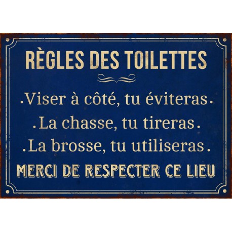Plaque "Règles des toilettes" 21 x 15 cm