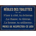 Plaque décorative "Règles des toilettes"