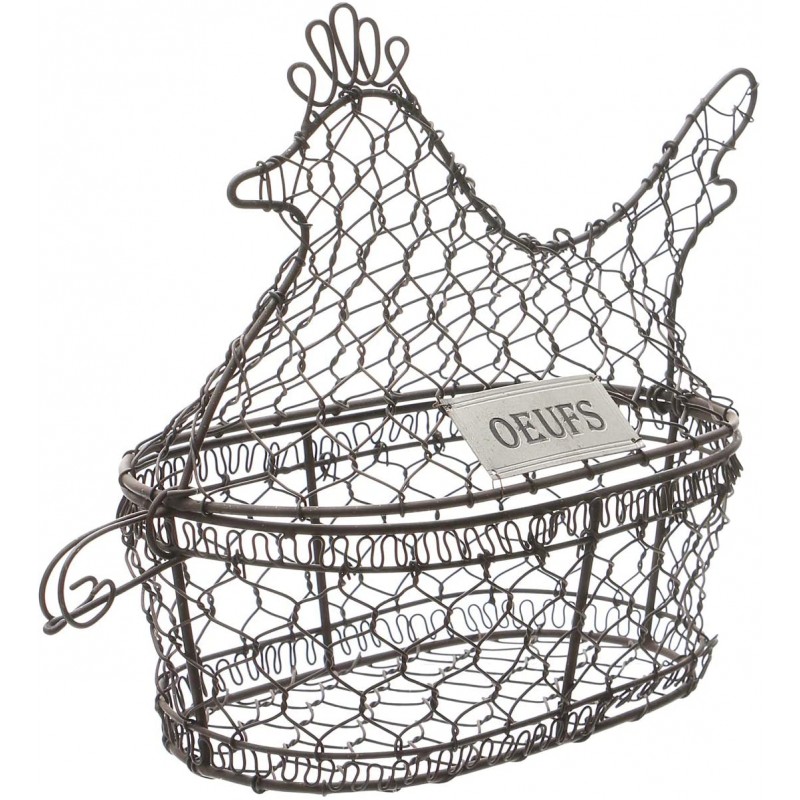 Panier à Œufs En Fer Forme De Poule - Avec Couvercle - Déco De Cuisine Mignonne - Vert Et Or