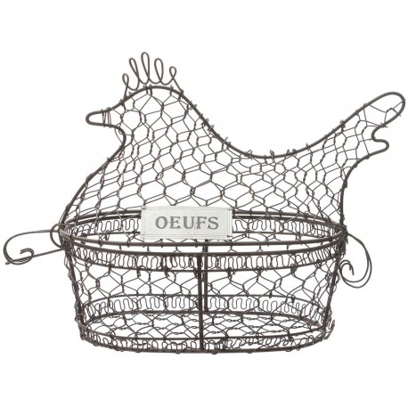 TRES JOLI PANIER A Oeufs Metallique En Forme De Poule-Etat Neuf EUR 15