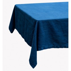 Indigo blue pure linen tablecloth 140 x 250 cm