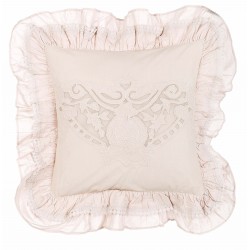 Embroidered light pink Cuscini cushion with flounces 45 x 45 cm