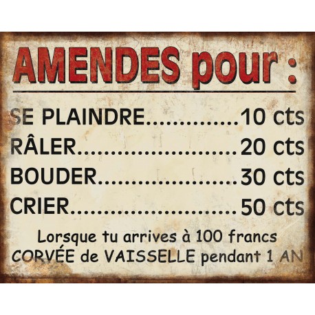 Plaque décorative "Amendes"