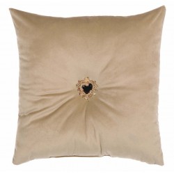 Coussin velour coeur votif beige 45 x 45