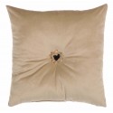 Coussin velour coeur votif beige 45 x 45