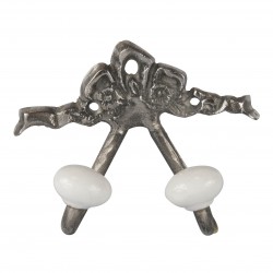 Patère double noeud argenté et porcelaine