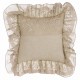 Embroidered beige Cotton Shadows cushion with flounces 45 x 45 cm