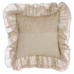 Coussin Cotton Shadows beige brodé avec volants 45 x 45 cm