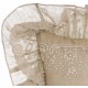 Embroidered beige Cotton Shadows cushion with flounces 45 x 45 cm