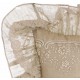 Embroidered beige Cotton Shadows cushion with flounces 45 x 45 cm