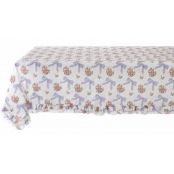 Blue "Romanzo" tablecloth with ruffles 160 x 220 cm