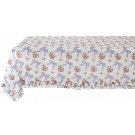 Nappe "Romanzo" bleue à volants 160 x 220 cm