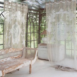 "Norma" curtain in embroidered linen 140 x 290 cm with knots