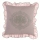 Embroidered beige Cotton Shadows cushion with flounces 45 x 45 cm