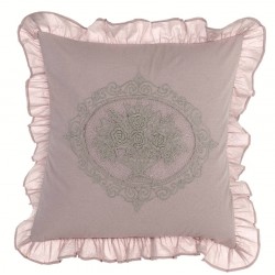 Coussin "Pastel Rose" brodé avec volants 45 x 45 cm