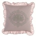 Embroidered "Pastel Rose" cushion with flounces 45 x 45 cm