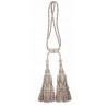 Gray curtain tieback with pompoms