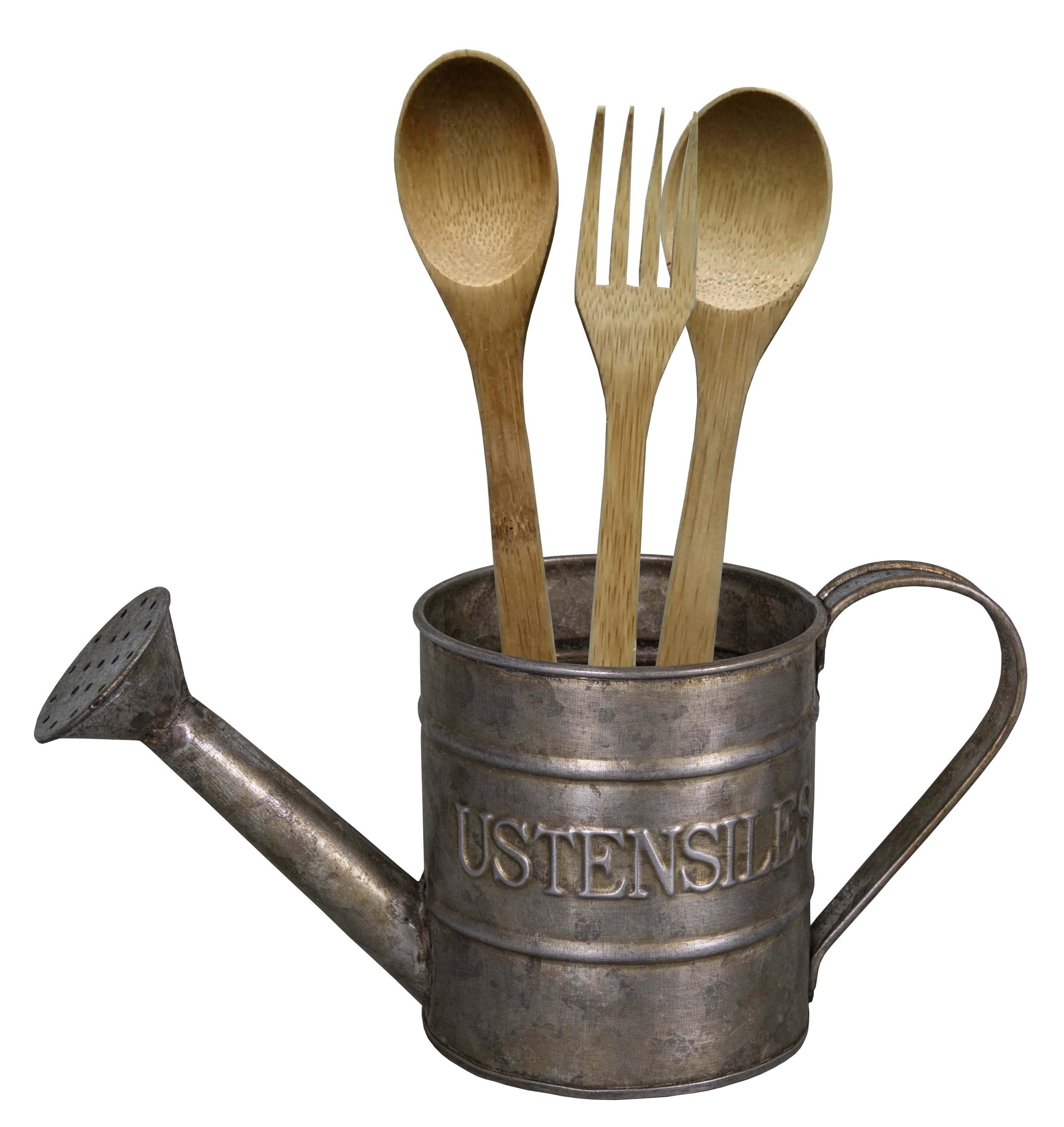 Mini Zinc Watering Can With Wooden Kitchen Utensils By Antic Line