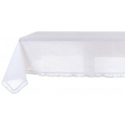 White tablecloth with small ruffles 150 x 240 cm