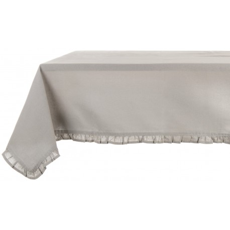 Light grey tablecloth with small ruffles 150 x 240 cm
