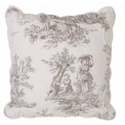 Coussin "Toile de Jouy" en coton 45 x 45 cm
