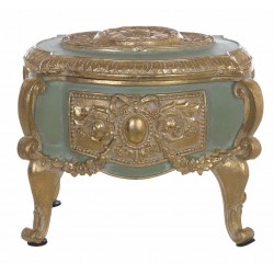 Coffret décoratif vert et doré sur pieds Cavaliere della rosa