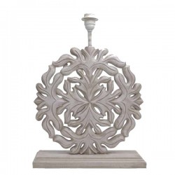 Pied de lampe plat cérusé au motif mandala