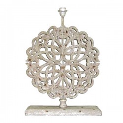 Pied de lampe plat blanc au motif de feuilles de chêne