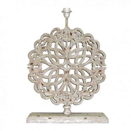 White flat lamp base with the pattern of oak leaves