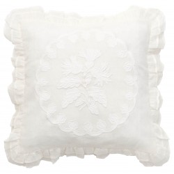 Coussin ivoire 45 x 45 cm en lin et coton de la collection Bleuet