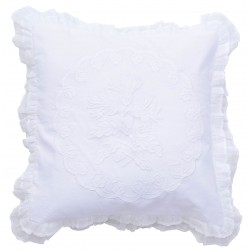 Coussin blanc 45 x 45 cm en lin et coton de la collection Bleuet